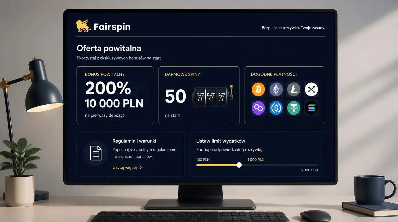 Panel oferty powitalnej z bonusem 200%, darmowymi spinami i ikonami metod płatności